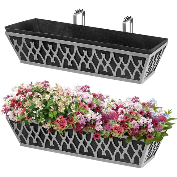 2 Pack 24 Inch Window Boxes Planters Railing Planter Box with ...