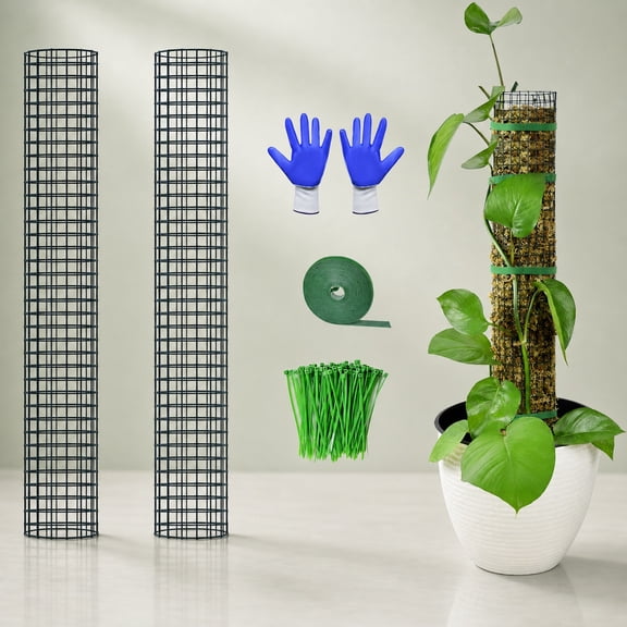 2 Pack 24" Metal Moss Poles for Climbing Plants, Stackable Sphagnum Moss Support Stakes for Monstera, Indoor Plant Trellis