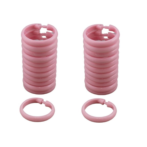 2 Pack 24 Piece Plastic Basic Locking Round Hook Easy Gliding Shower Curtain Rings Pink