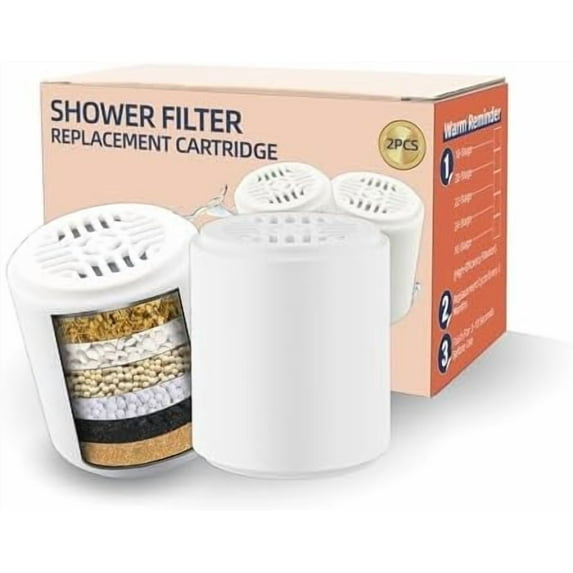 2 Pack 24 Stage Shower Head Filter Replacement Cartridge(Only Suit Our Shower Filter) Clean Hard Water Quickly Remove Chlorine Heavy Matals Softener with High Output FOR 3-6 Months