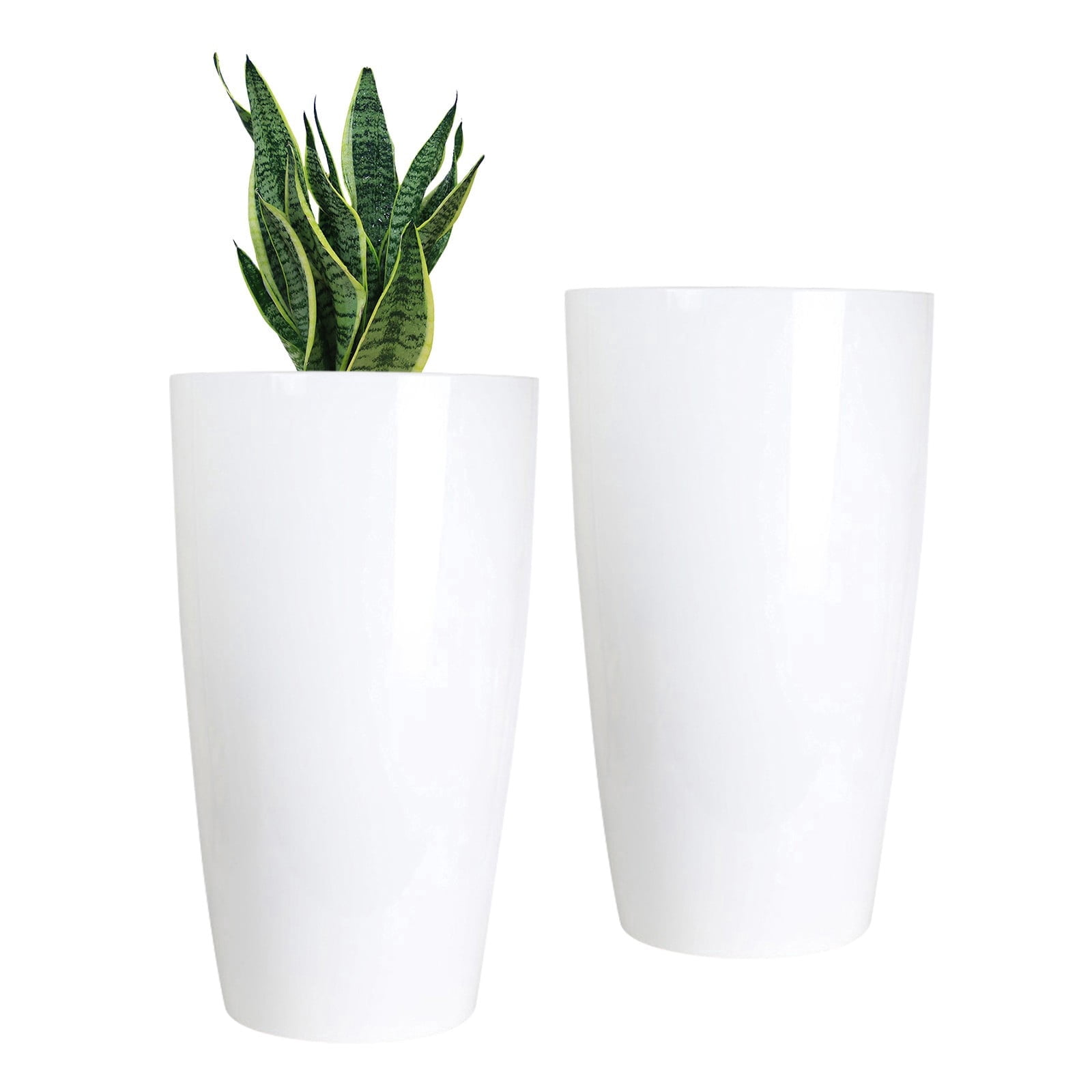 2 Pack 24" Tall Planters Sturdy Plant Flower Tree Pots for Indoor Outdoor Decor, White
