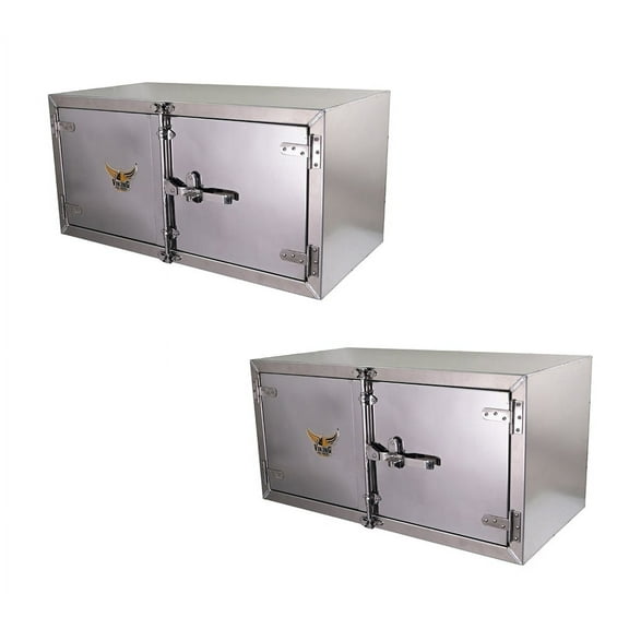 (2 Pack) 24"x24"x48" Aluminum Flatbed Trailer Underbody Tool Box with Diamond Plate Barndoor Style Double Doors & Paddle Lock - Heavy Duty Side Mount Tool Box for Trailer & Semi Truck