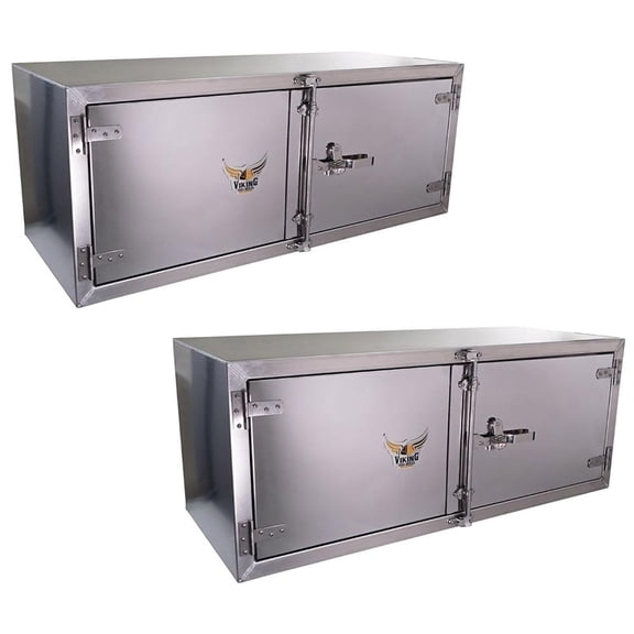 (2 Pack) 24"x24"x60" Aluminum Flatbed Trailer Underbody Tool Box with Mirror Finish Barndoor Style Double Doors & Paddle Lock - Heavy Duty Side Mount Tool Box for Trailer & Semi Truck