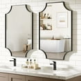 thumbnail image 1 of 2-Pack 24"x36" Matte Black Bathroom Mirrors for Over Sink, Rectangular Vanity Wall Mirrors with HD Glass & Rustproof Metal Frame, Art Deco Scalloped Corner, 1 of 8