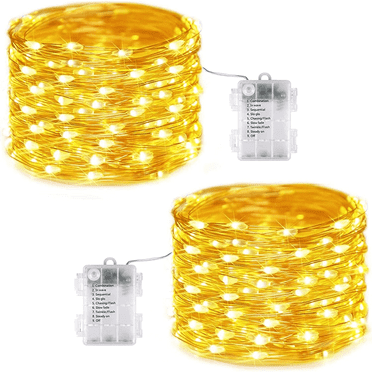 2 Pack 240 LED  Fairy Light Battery Operated, GHODEC 80ft Warm White Christmas Tree Lights with 8 Modes, Indoor Christmas Twinkle Lights for Bedroom Christmas Tree, Wreath Decor