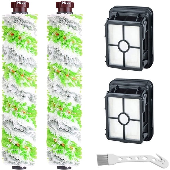 2 Pack 2460 Multi-Surface Pet Pro Brush Rolls + 2 Pack 1866 Replacement Vacuum Filters for Bissell CrossWave Pet Pro 2306A & CrossWave 1785 Series, Compare to Part 1613568&161-3568, 1608684