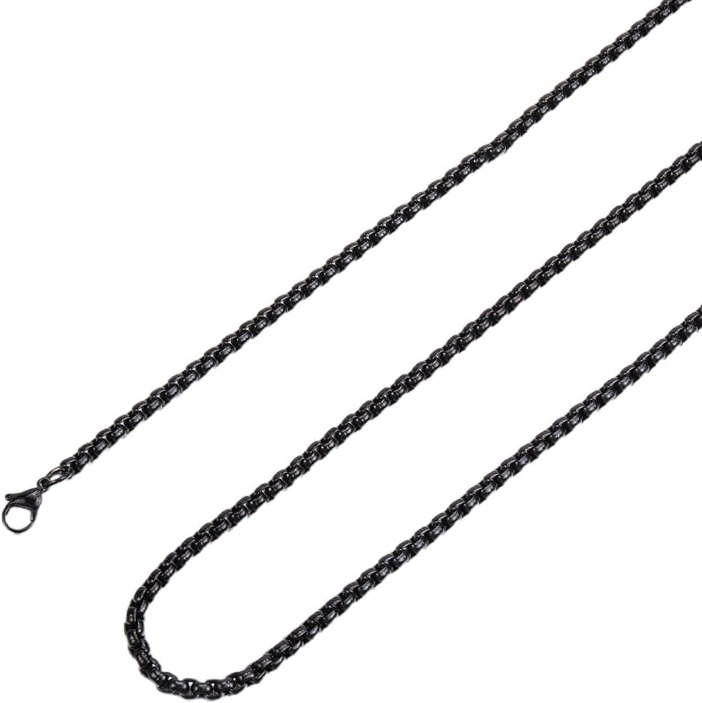 2 Pack 24Inch/0 6m 4mm Square Chain Necklace Black Box Chain Long