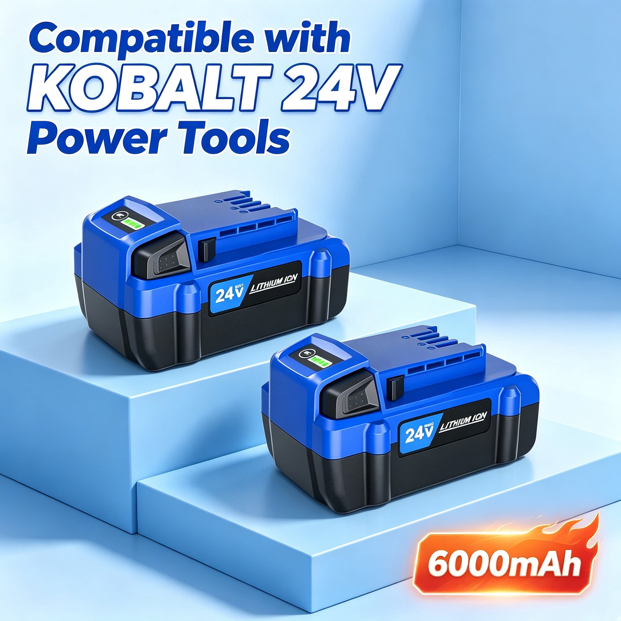 2 Pack 24V 6.0Ah for Kobalt 24 Volt Max Lithium-ion Battery KB624-03 KB524-03
