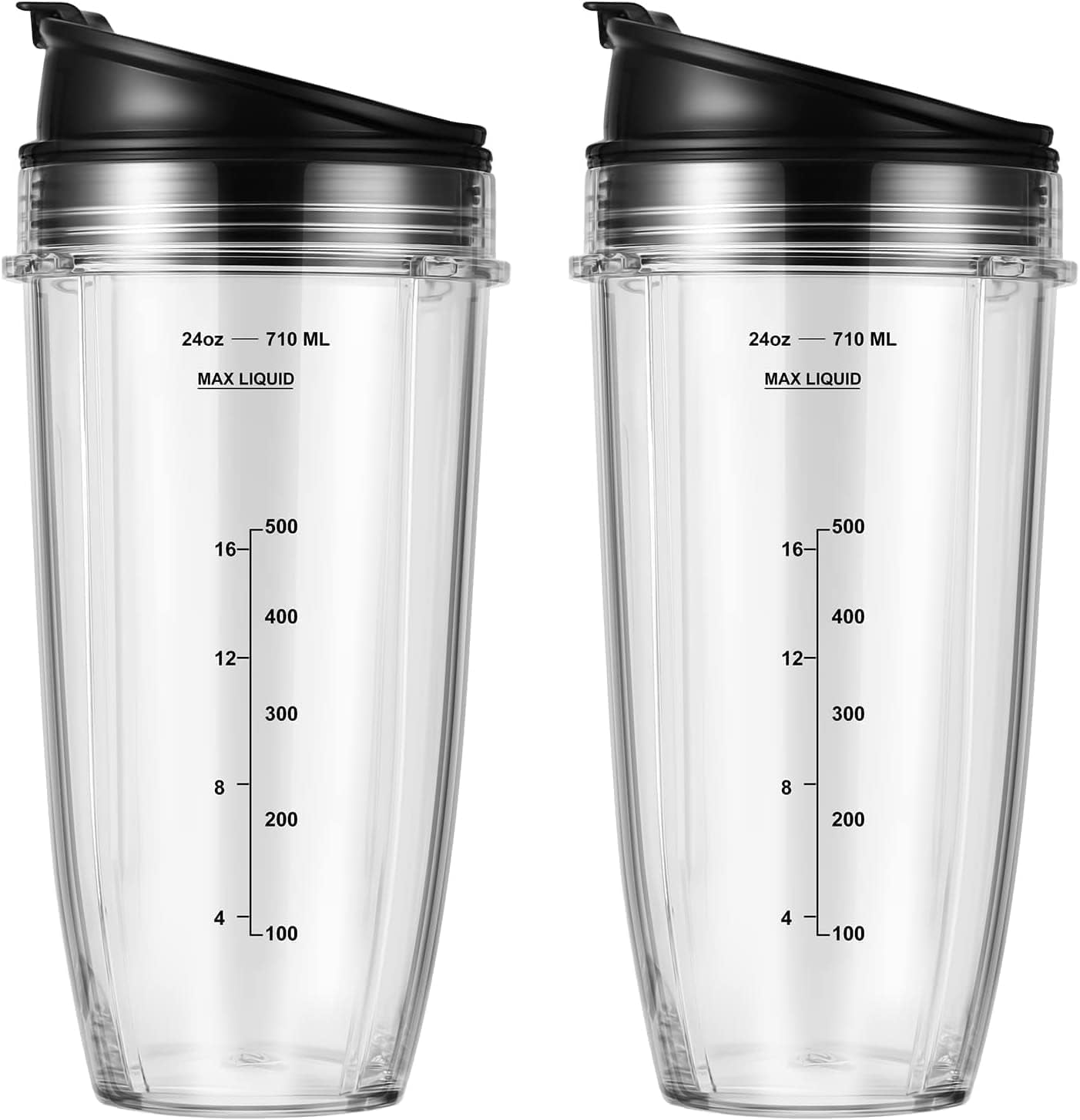 2-Pack 24oz Blender Cups with Lid Replacement for Ninja,Compatible with Nutri Ninja Auto IQ Series Blenders BL450 BL454 BL456 BL480 BL481 BL482 BL490 BL640 BL64
