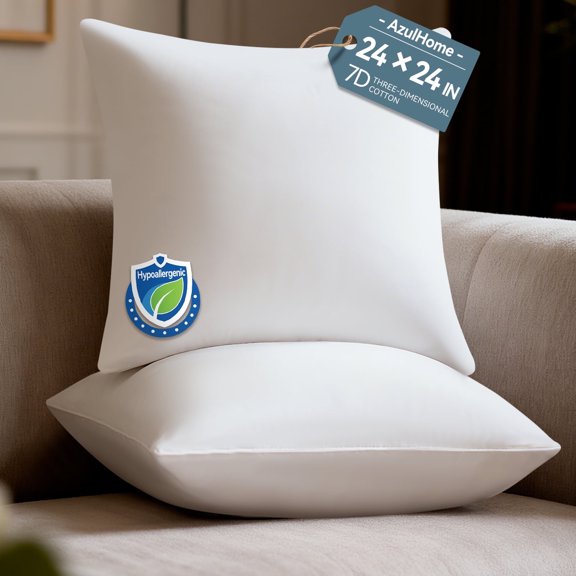 2 Pack 24x24 Pillow Insert Hypoallergenic , Lightweight Soft Fillers for Sofa, Bed, and Home Décor White