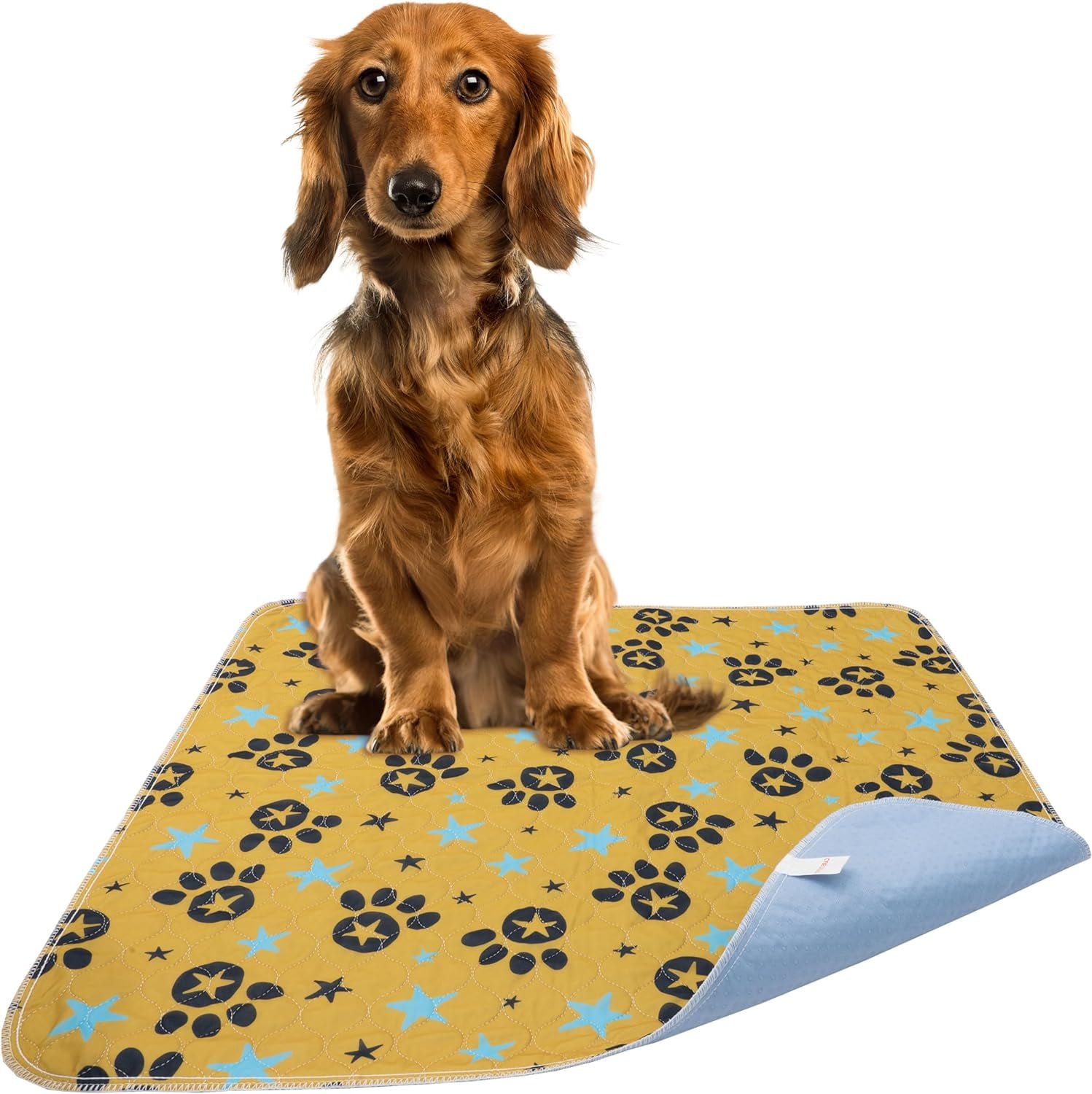 2 Pack - 24x30 Washable Pee Pads for Dogs Training Pads - Yellow Star Prints