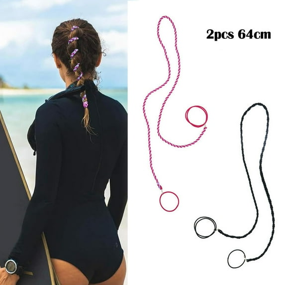 2 Pack 25" Colorful Elastic Hair Ties, Hair Bands for Long Thick Curly Hair, Ponytail Holders for Women, Braided Hair Ties Scrunchies,for Swimming Diving Motorcycle Rides Skiing Surfing