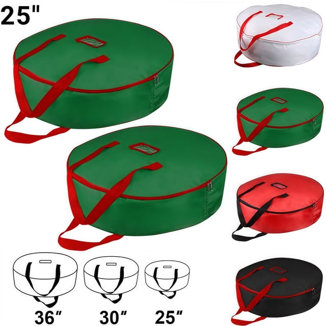 2-Pack 25-Inch Green Holiday Storage Container, Wreath Bag with Zipper ...