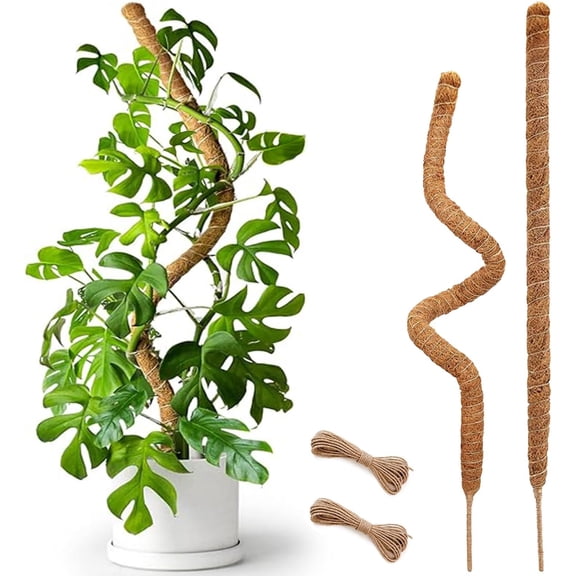 2 Pack 25" Moss Pole, Bendable Moss Pole for Monstera, Moss Poles for Climbing Indoor, Coco Coir Pole Sticks Support Stakes for Potted