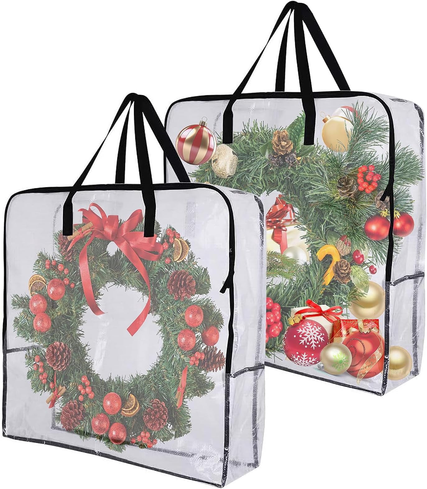 2 Pack 25 inches Wreath Storage Container, Transparent Rectangular ...