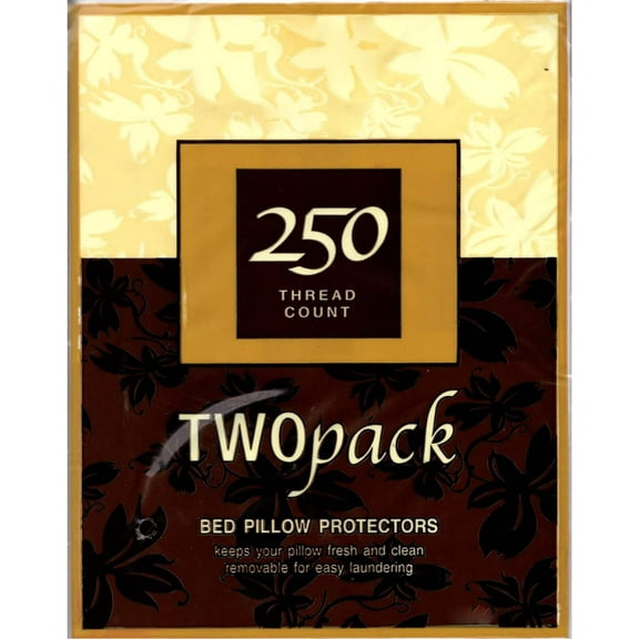 2 Pack, 250 Thread Count Bed Pillow Protectors Zipper Encasement.