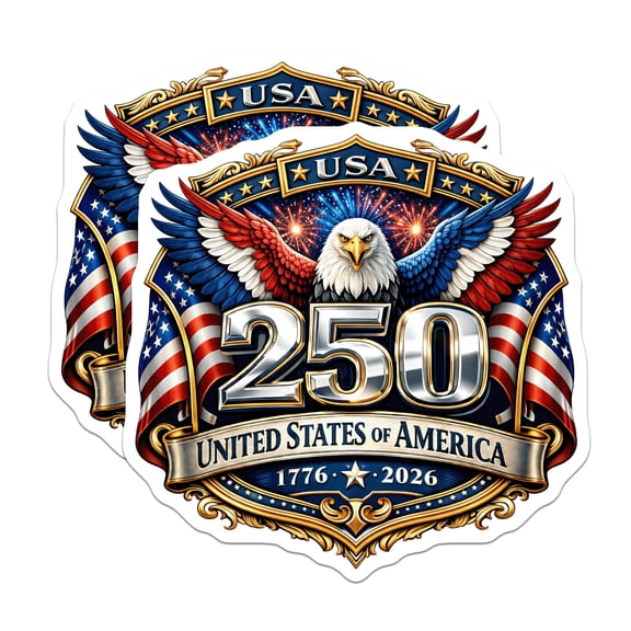 (2 Pack) 250th Anniversary USA Magnets - American Eagle Commemorative - Patriotic Bicentennial Decor - 5 Inches On Longest Side - Thick Durable Magnet - Made in USA - MAG259