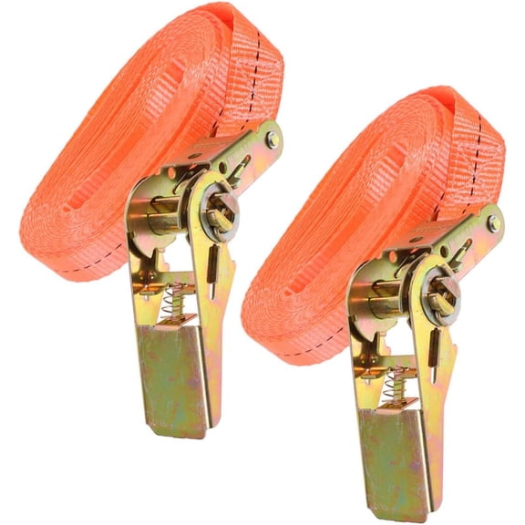 2 Pack 25mm x 2m Heavy Duty Ratchet Tie Down Straps, Orange Polyester Cargo Tension Belts for Motorcycle Truck Trailer Load Securing(xxw)