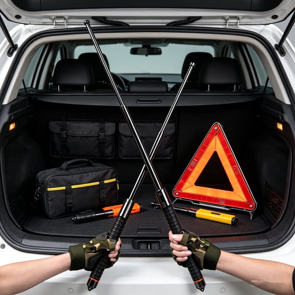 2-Pack 26" Extendable Car Emergency Multi-Tools, Telescoping Roadside Assistance & Inspection Sticks, Collapsible Safety Tools for Vehicle Breakdown Kits