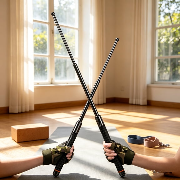 "2-Pack 26"" Extendable Fitness Sticks, Telescoping Exercise & Mobility Training Bars with Non-Slip Handles, Collapsible Home Workout Tools for Yoga, Pilates & Core Training "