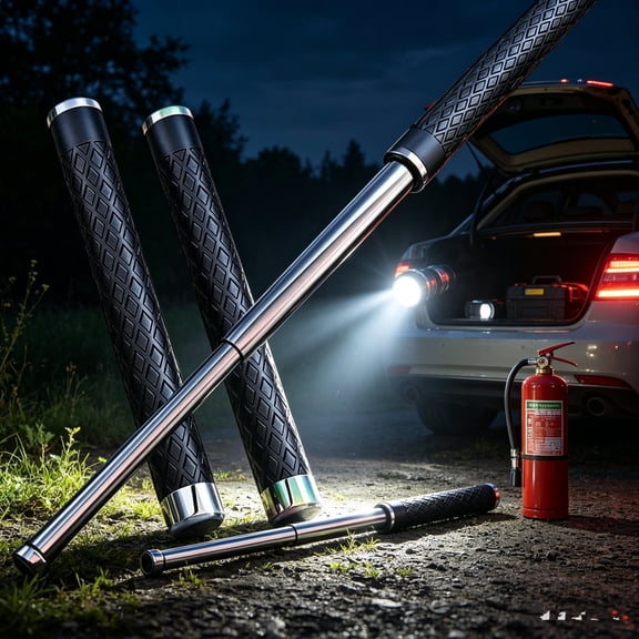2-Pack 26" Extendable Nighttime Roadside & Emergency Tools, Telescoping Multi-Purpose Poles with Non-Slip Handle, Collapsible Car Breakdown & Outdoor Safety Sticks