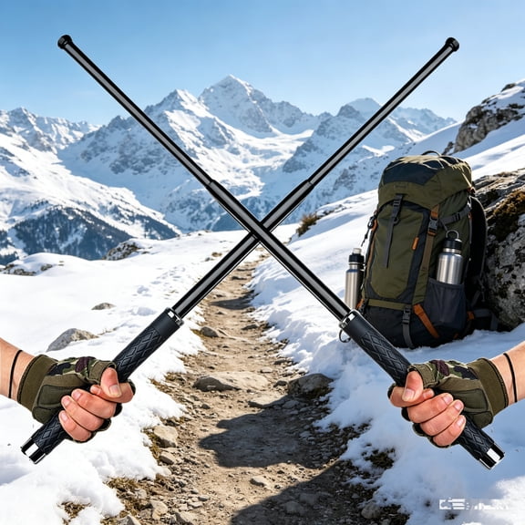 2-Pack 26" Extendable Snow Hiking & Mountain Trekking Poles, Telescoping Outdoor Stability & Terrain Tools, Collapsible Winter Backcountry Walking Sticks