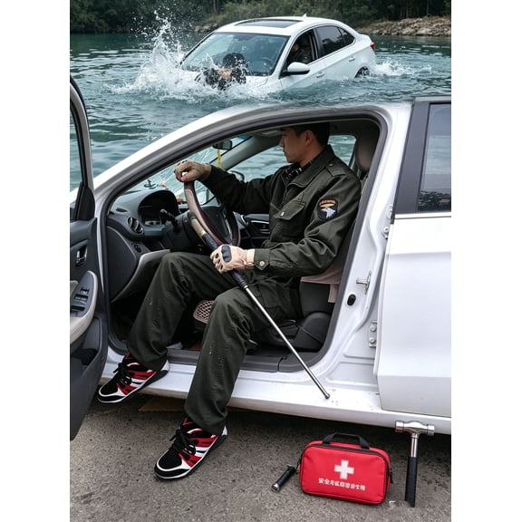 2-Pack 26" Extendable Water Emergency & Car Escape Tools, Telescoping Reach & Assistance Poles, Collapsible Flood & Submerged Vehicle Safety Sticks