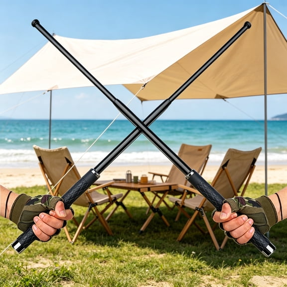 2 Pack 26" Telescopic Beach Camping Sticks, Extendable Stainless Steel Multi-Purpose Outdoor Canopy & Campsite Tools