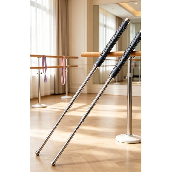 2 Pack 26" Telescopic Dance & Fitness Training Sticks, Extendable Stainless Steel Ballet & Pilates Practice Tools