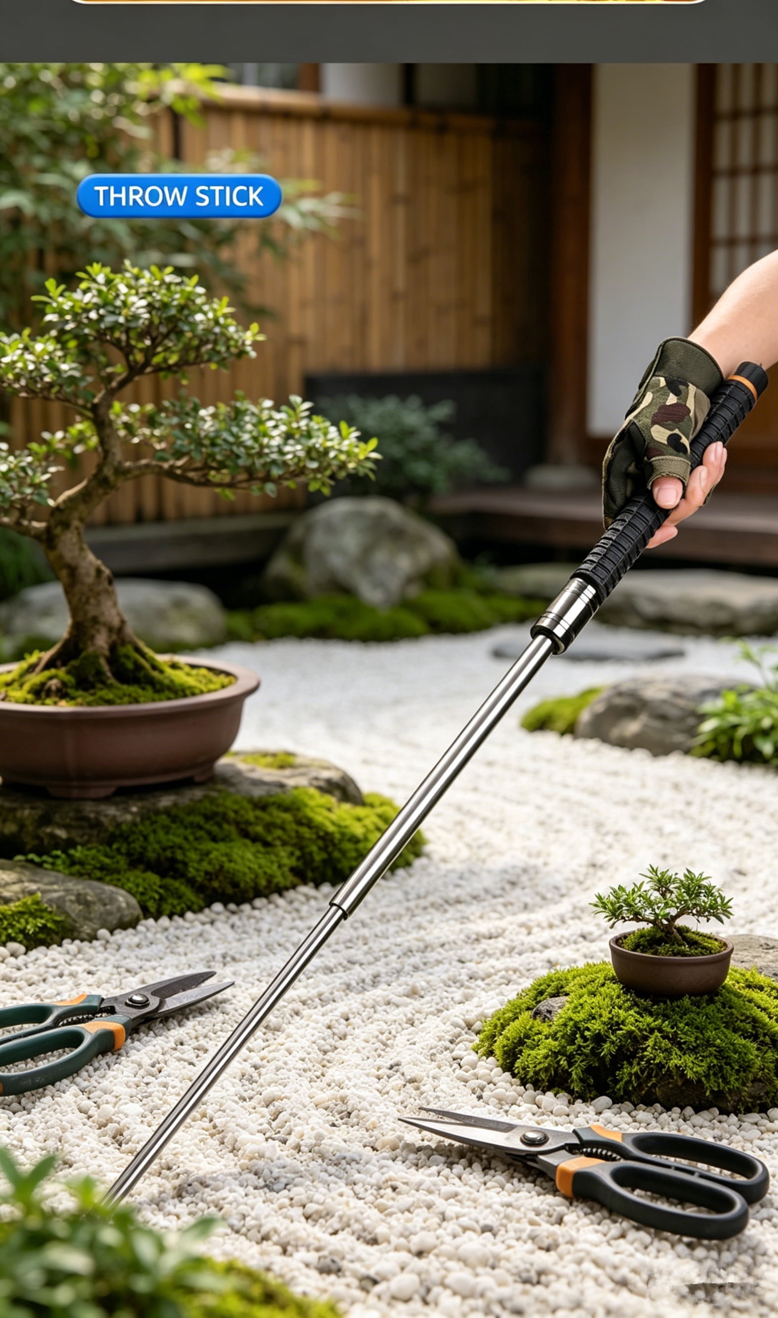 2 Pack 26" Telescopic Gardening Sticks, Extendable Stainless Steel Multi-Purpose Bonsai & Yard Maintenance Tools