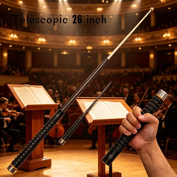 2 Pack 26" Telescopic Music Conductor Sticks, Extendable Stainless Steel Orchestral Baton Tools for Performances & Practice