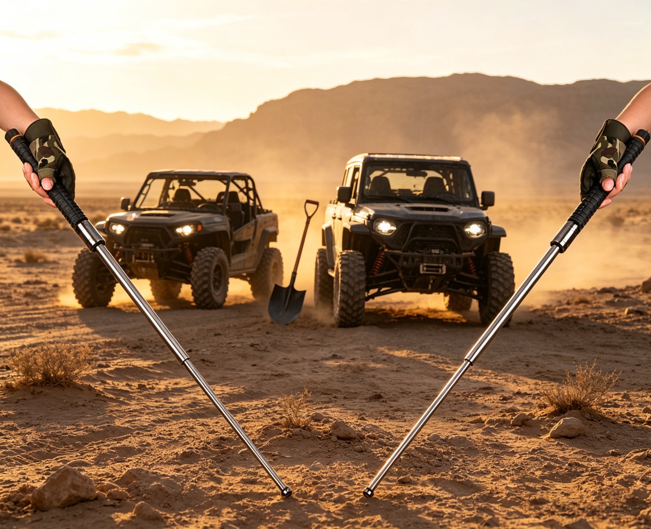 2 Pack 26" Telescopic Outdoor Climbing & Adventure Sticks, Extendable Stainless Steel Multi-Purpose Hiking & Mountaineering Tools