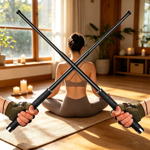 2 Pack 26" Telescopic Yoga & Fitness Sticks, Expandable Body Alignment Tools for Home Workouts, Pilates & Flexibility Training, Non-Slip Grip