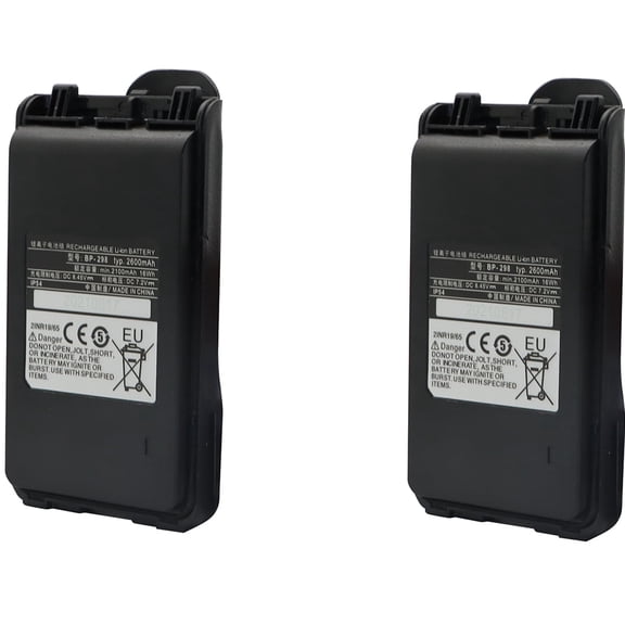 2 Pack 2600mAh High-Capacity Replacement Battery BP-298 For Icom IC-V86 VHF FM Two Way Radio 2600mAh