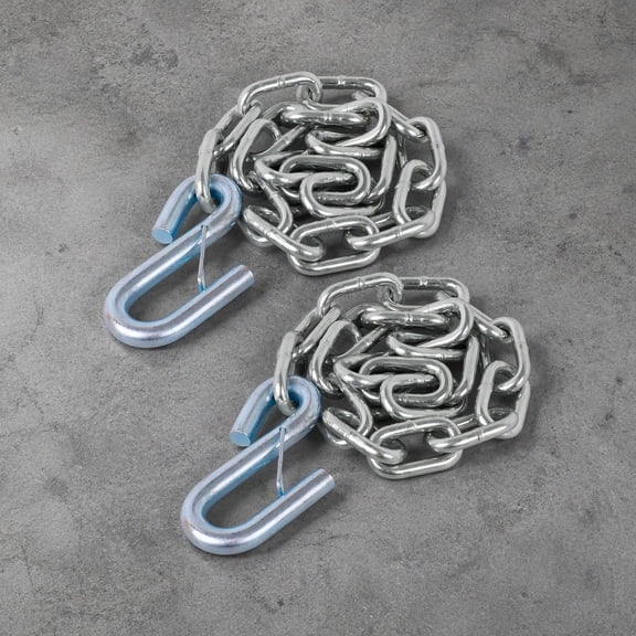 2 Pack 27 Inch Trailer Safety Chains with 5/16 Inch Spring Hooks, Grade 30 Steel, 7000 lbs Break Strength, Zinc Plated