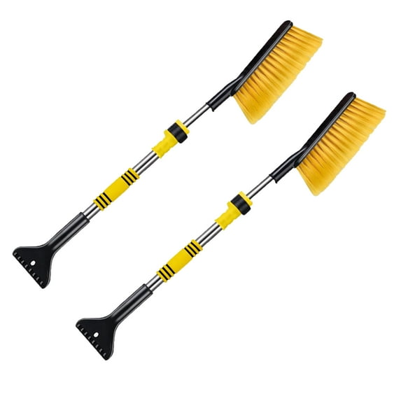2 Pack 27" Snow Brush and Ice Scrapers for Car Windshield, Detachable Snow Scrapers with Ergonomic Foam Grip, Scratch-Free Windshield Ice Scraper and Snow Remover for Cars, Trucks, SUVs