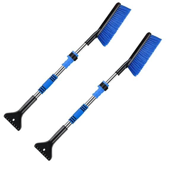 2 Pack 27" Snow Brush and Ice Scrapers for Car Windshield, Detachable Snow Scrapers with Ergonomic Foam Grip, Scratch-Free Windshield Ice Scraper and Snow Remover for Cars, Trucks, SUVs