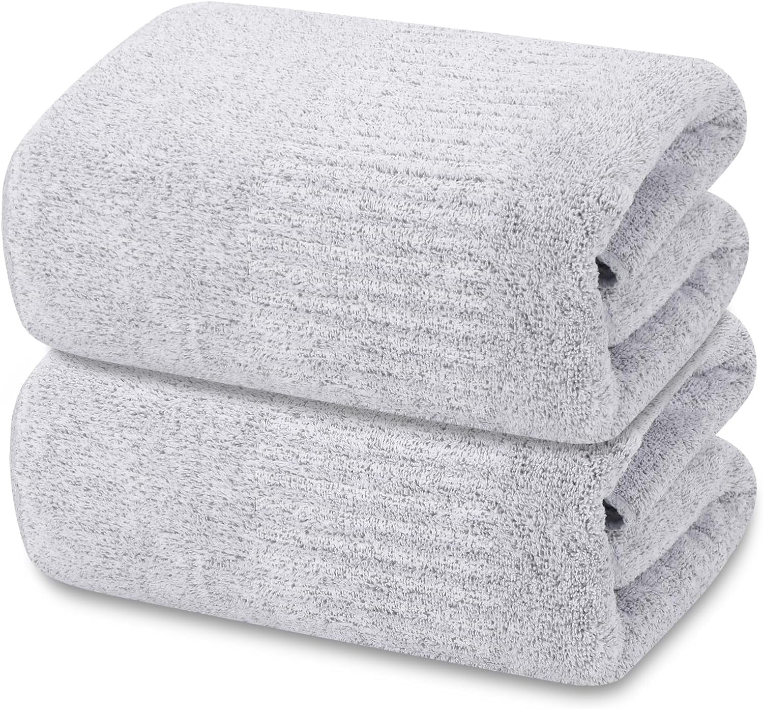 2-Pack 27" x 54" Bath Towels 30%  Viscose Made from Bamboo Ultra Soft & Highly Absorbent Solid Premium Bath Towels for Bathroom, Hotels, Spa and Gym, Light Gray