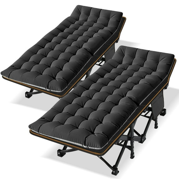 2 Pack 28" Folding Camping Cot Bed with 3.3 Inch 2 Sided Mattress & Carry Bag for Adults & Kids, Folding Sleeping Cot, Folding Guest Bed, Heavy Duty Supports 880 Lbs