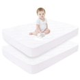 thumbnail image 1 of 2 Pack 28"x52" Waterproof Breathable Crib Mattress Protector, Quilted Fitted Crib Mattress Pad, Noiseless Soft Toddler Mattress Protector, Deep Pocket Fit Up to 11" Crib Mattress Cover, 1 of 7