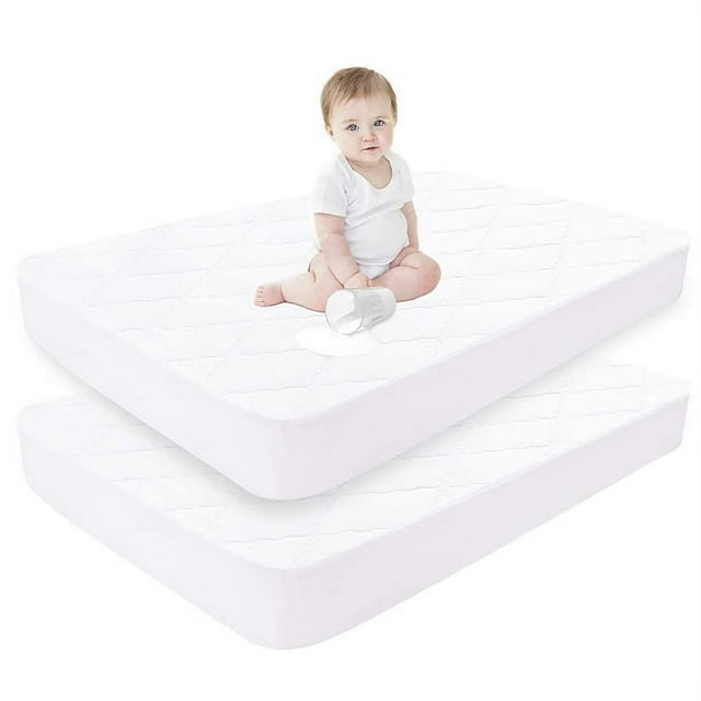 2 Pack 28"x52" Waterproof Breathable Crib Mattress Protector, Quilted