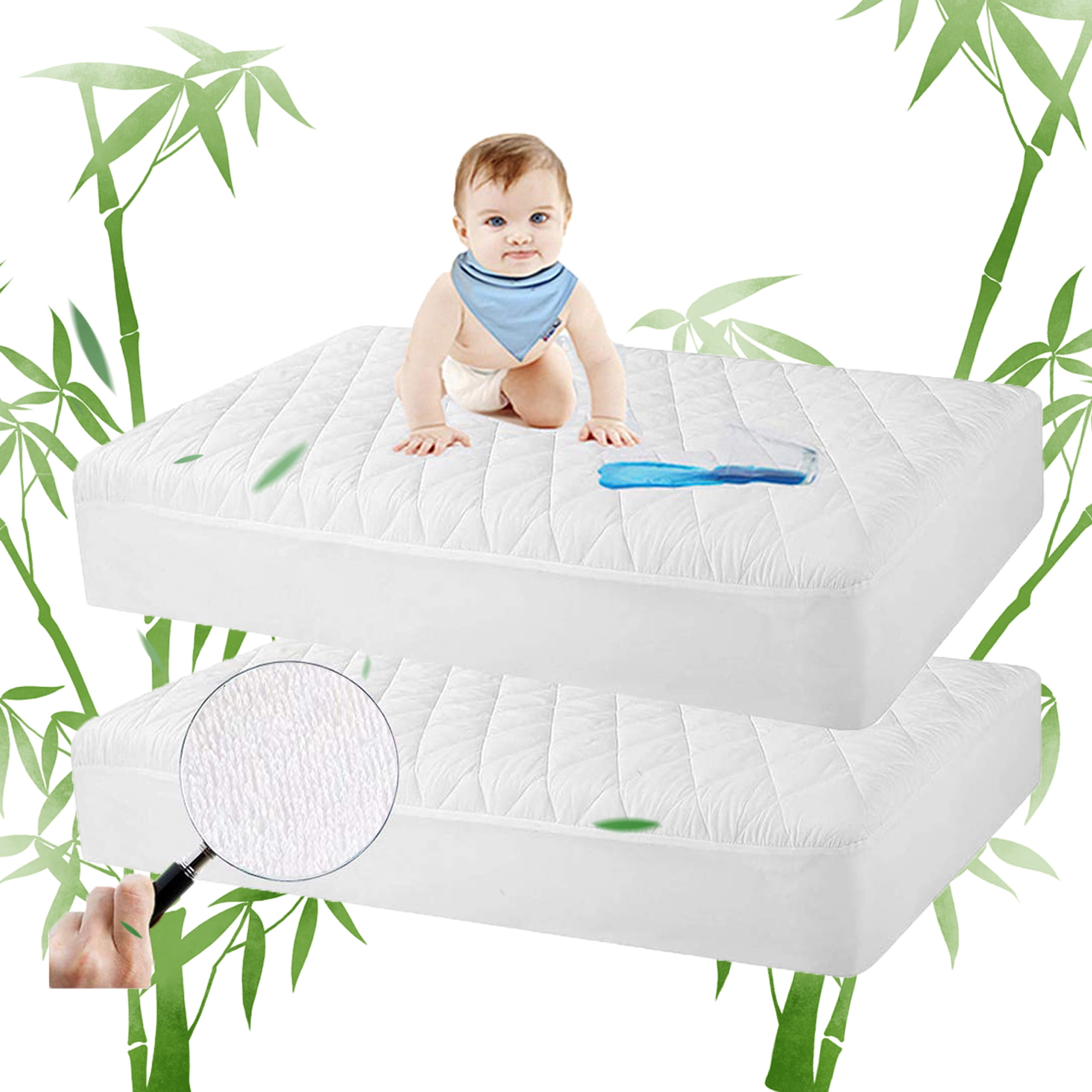 NEW Waterproof Fitted Crib Mattress Pad & Toddler Protector Baby White  28''x52