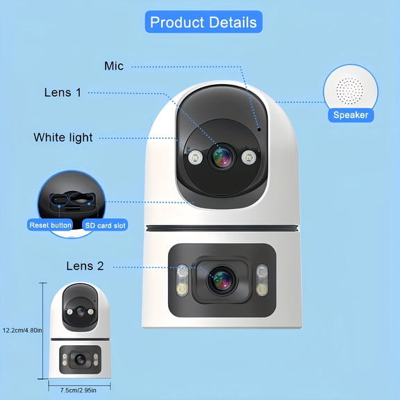2 Pack 2K Dual Lens Outdoor Camera, 355 Pan Dual Band WiFi, IP65 Waterproof Security Cam with Color Night Vision, Auto Human Tracking & Spotlight Alert for Home Use