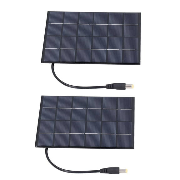 2-Pack 2W Solar Panels with High Conversion Rate, DC5521 Output, Ideal for Charging 3.7V Rechargeable Batteries Used in Solar Lights