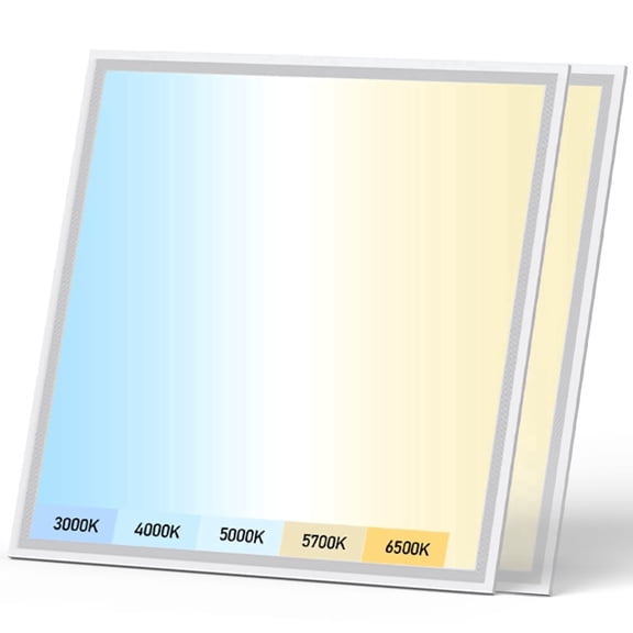 2 Pack 2x2 LED Flat Panel Light, 5 Color Temperature 3000K-6500K, 30-50W Dimmable, Commercial & Home Ceiling Fixture Lighting