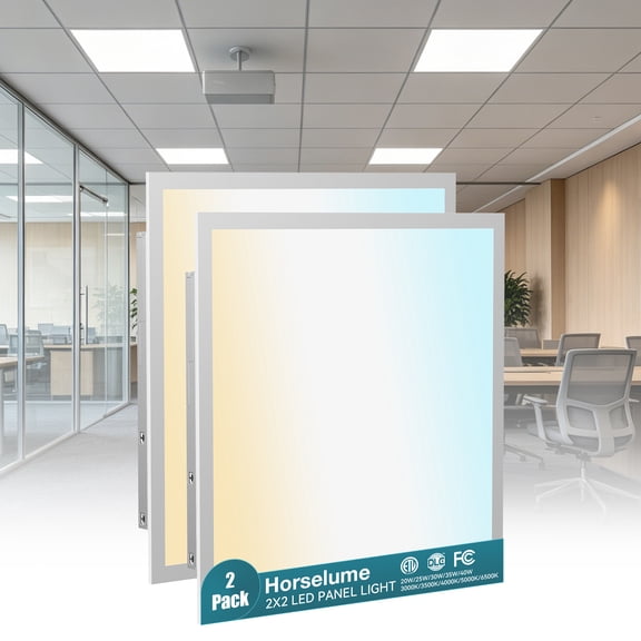 2 Pack 2x2 LED Flat Panel Light, Drop Ceiling Fixture, 9630LM, Selectable 22W-40W and 3000K-6500K, Dimmable 0-10V, for Office, School, Store, Garage, Basement, Library, Studio, Gym