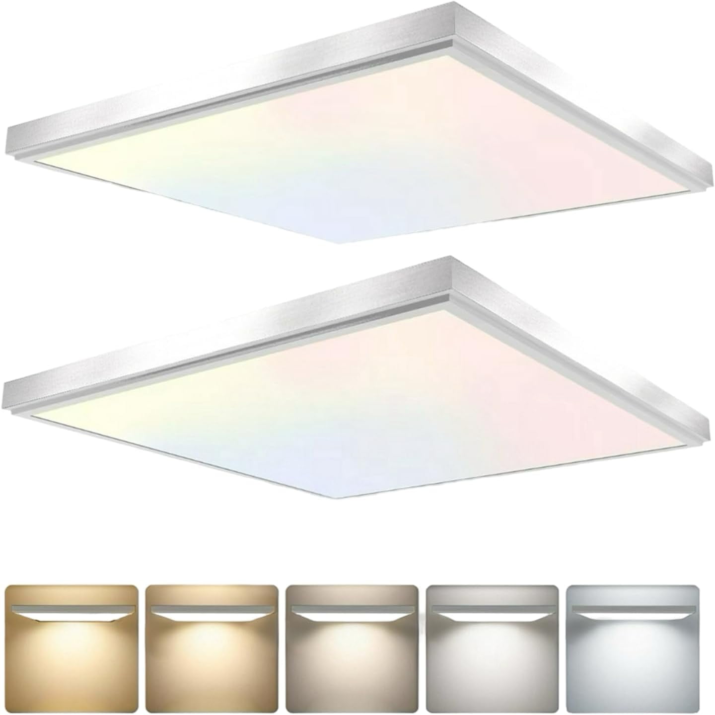 2 Pack 2x2feet 4200 LM LED Flat Panel, White Trim Flush Mount and Drop ...