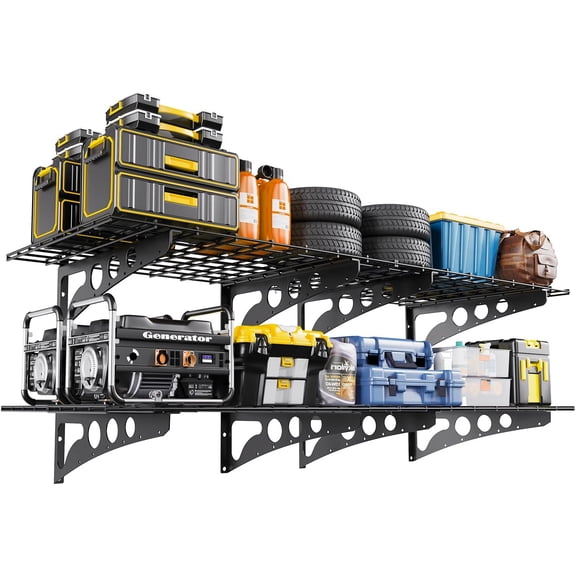 2-Pack 2x4ft Garage Wall Shelving,47" *24"Heavy Duty Walls Shelf Storage Rack,1200LBS Shelving Wall Mounted for Garage,Kitchens,Storeroom,Basement,Rust-Proof,Easy Installation