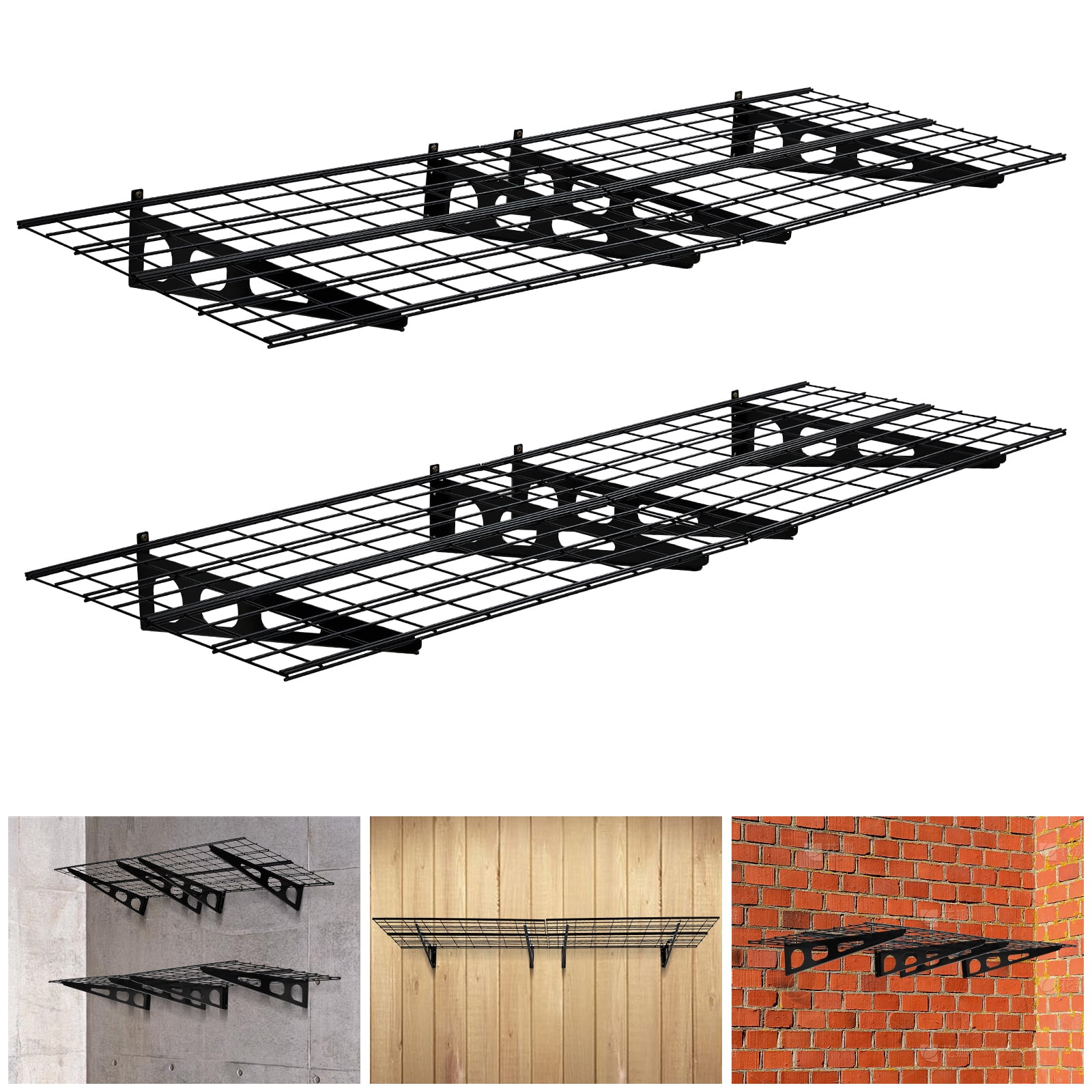 2 Pack 2x6 ft Garage Storage Shelving Wall Mounted, 1600 Lbs Heavy Duty Sturdy Storage Shelves, Wall Shelves Folding for Warehouse, Laundry