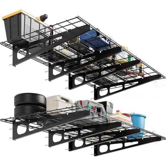 2 Pack 2x6ft Garage Storage Shelving Wall Mounted, 24-inch-by-72-inch 1600 Lbs Heavy Duty Sturdy Storage Shelves, Wall Shelves Folding Storage Garage Organization for Warehouse, Laundry